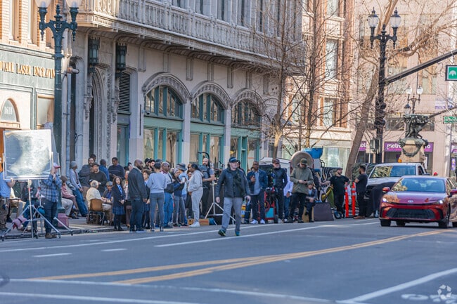 Hoover-Foster's downtown backdrop is used for movie magic.