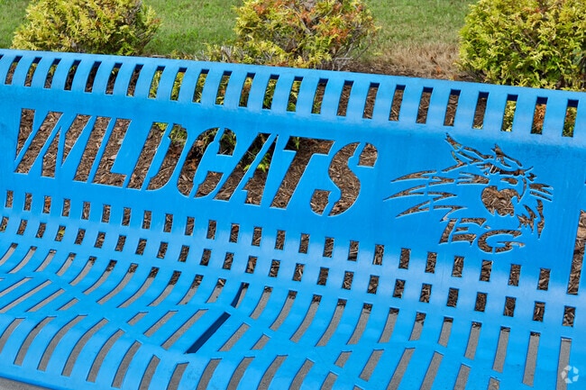 A bench at Eastern Guilford High School exhibits school pride.