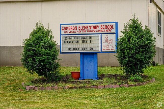 Cameron Elementary School serves students from pre-K through 6th grade.