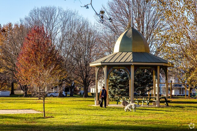 Geneseo City Park is home to historic plaques, a beautiful gazebo, and a large modern playground