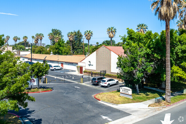 A view of St. Thomas The Apostle School shows the campus from  Magnolia Avenue in Riverside.