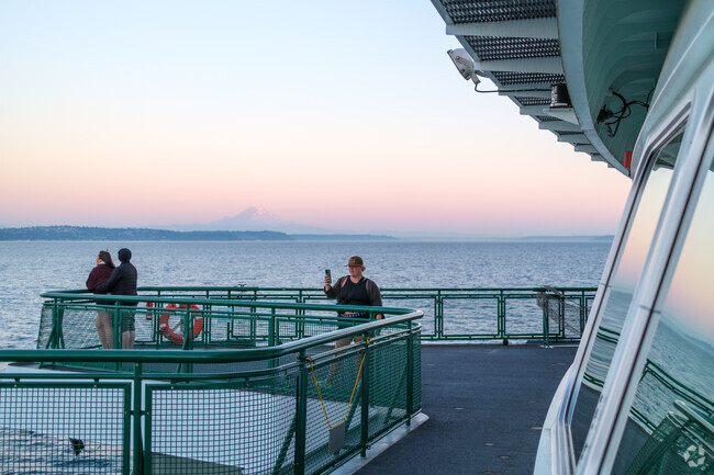 A ferry ride from Bainbridge Island to Seattle offers locals many scenic views.