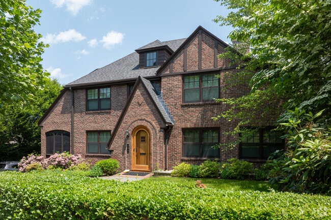 Beautiful brick homes are sure to catch your eye in the Cushing Square neighborhood.