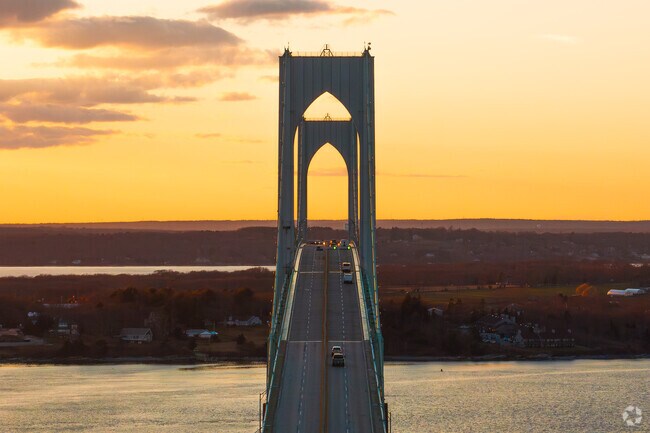 The Pell Bridge towers in Newport are among the tallest structures in Rhode Island.