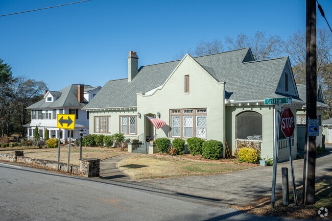Large homes sit on small tracts of land near Pickens downtown.