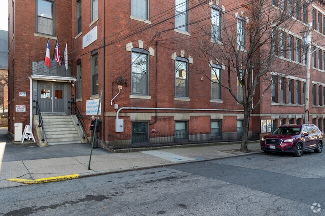 Front right side of the French American School of Rhode Island in Fox Point.