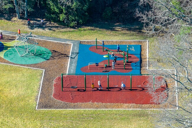 Students play on one of two large playgrounds at Mabelle M. Burrell Elementary School.