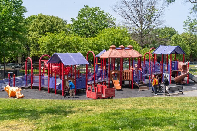 The colorful playground at City Park in Penn's Common is a favorite of residents of all ages.