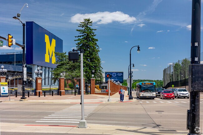 During game season in Allmendinger, Main and Stadium intersection is filled with tailgaters.