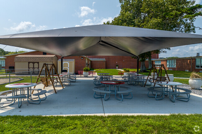 Enjoy lunch outside under the cabana at Emma C. Attales Middle School.
