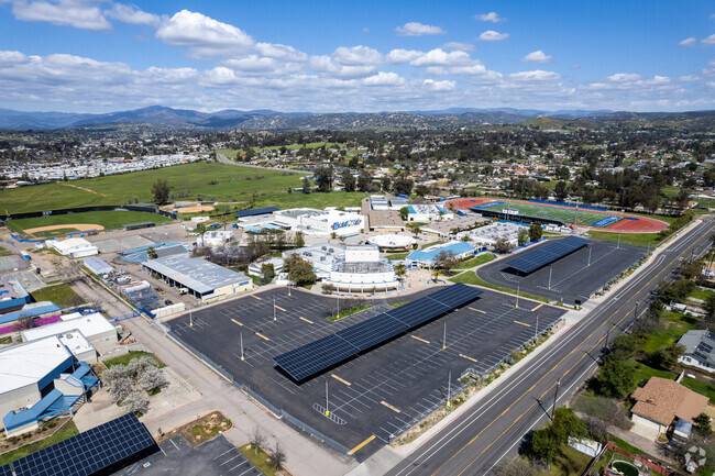 An elevated view of Ramona High School showing its campus.
