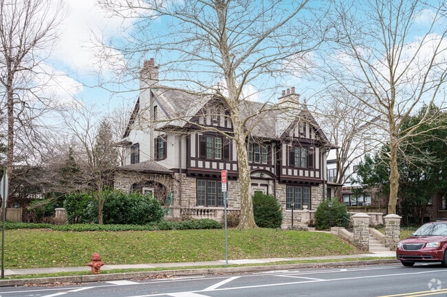 The West End is home to many large, historic homes such as this Tudor house.