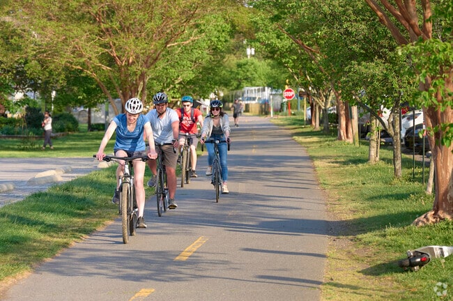Residents of Vienna enjoy the W&OD trail with a group bike ride.