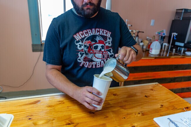 Meredith Family Grind is the only local coffee shop in Dolly McNutt Court.