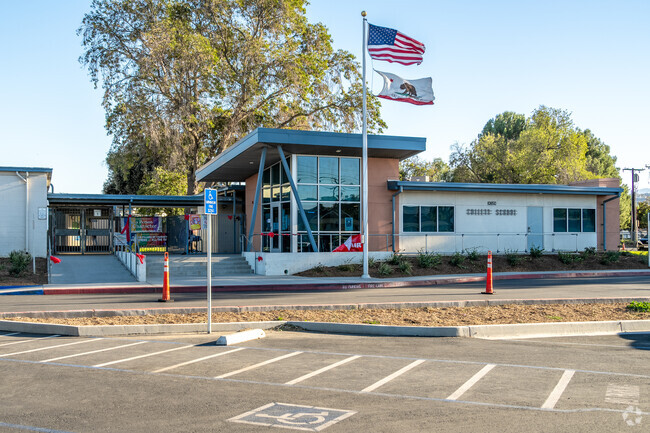 A view of the Collett Elementary School buildings from the street.