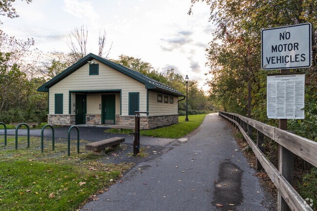 There are restrooms along the Pine Creek Rail Trail.