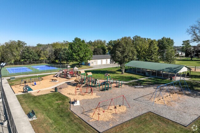 Veterans Memorial Park offers a playground, sports courts, and other amenities for Kasson locals to enjoy.