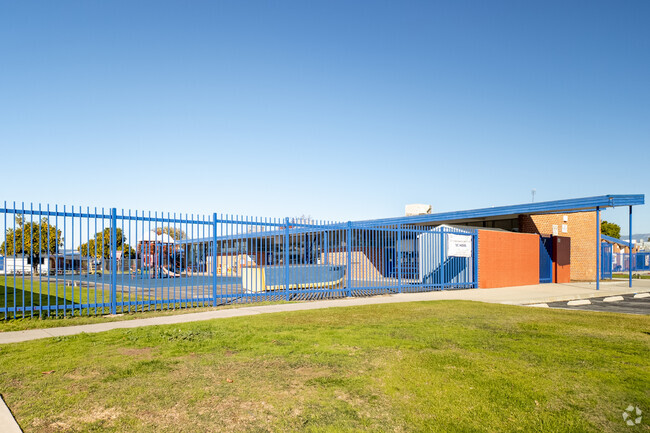 Frontside of Birney Tech Academy in the city of Pico Rivera, Ca.