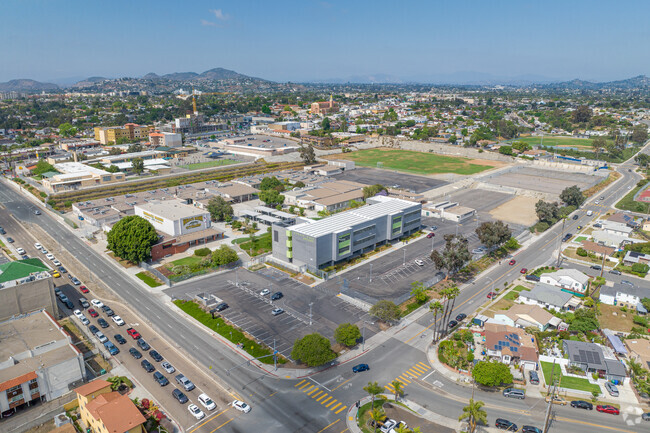 Horace Mann Middle School as seen from above.