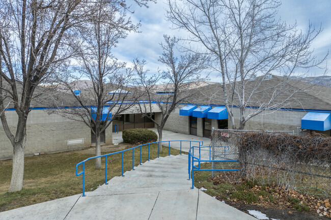 The staircase in front of Elizabeth Lenz Elementary School.