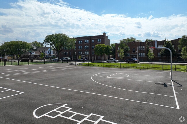 Students at John Hay Elementary Community Academy can enjoy a game of basketball during recess.