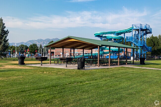 A pavilion at Woodruff’s Fairview Park overlooks the public pool.