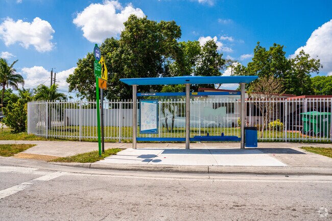 Covered bus stop for Rainbow Residents to commute throughout town.