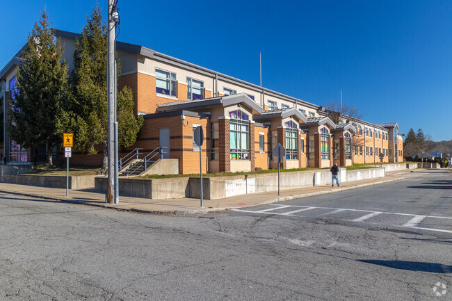 Back side of Mary Fonseca Elementary School in Downtown Fall River, Massachusetts.