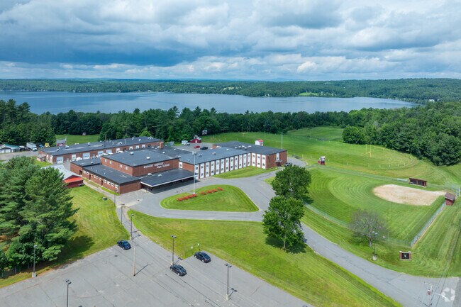 Dexter Regional High School sits next to Lake Wasookeag.