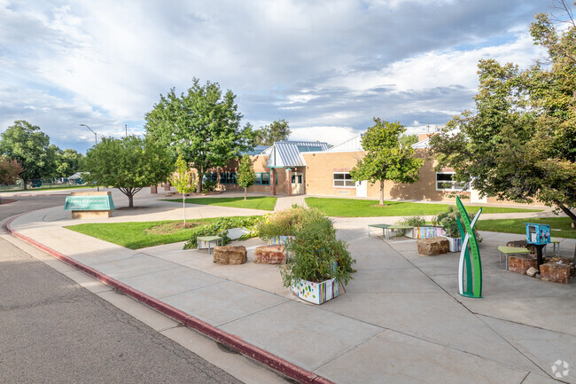 There are gardens out front of Laurel Elementary School.