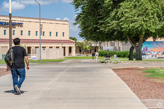 Students enjoy the peaceful campus at Western Arizona University.