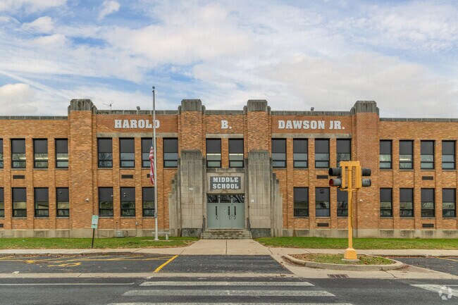 Harold B. Dawson is located within the West Bluff area district.