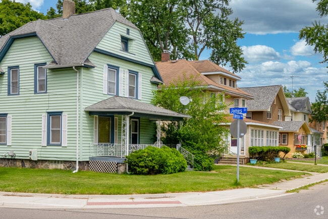 Colorful homes line the residential streets of the Edison neighborhood.