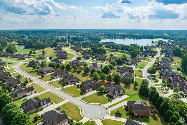 An aerial view demonstrates Hampton homes immersed in the area's beauty.