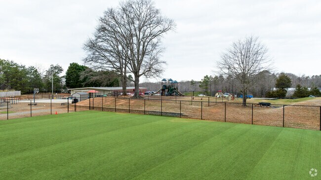 The turf is nice and cool to play on in the Summer at Denver Christian Academy.