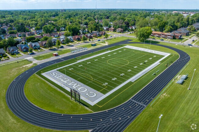 The Cody High School athletic field near Gardenview Estates provides space for football games, track meets, and community events.