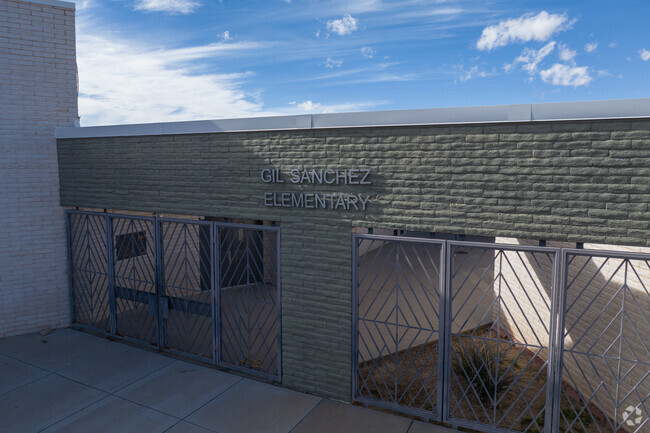 The front entrance of Gils Sanchez Elementary School.