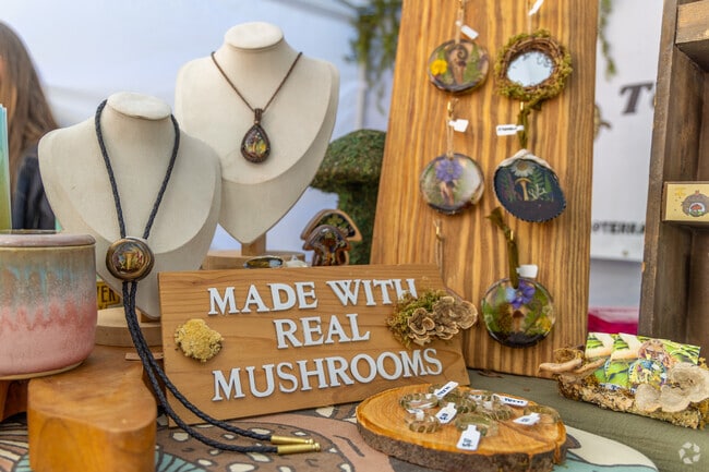Many of the artists at the Mushroom Festival incorporate mushrooms in to their work.