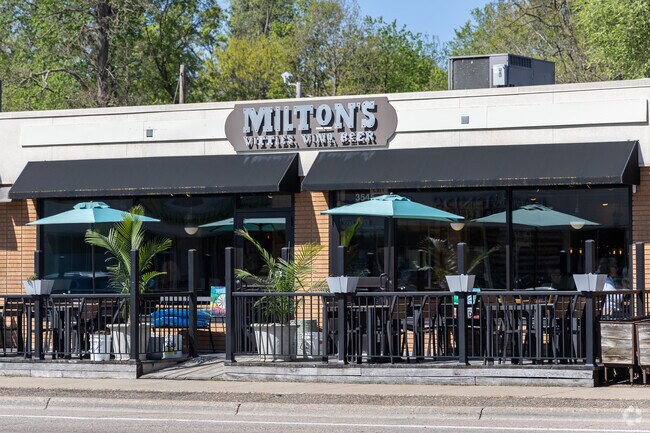 Milton's is a popular restaurant with patio seating near Brownwood.