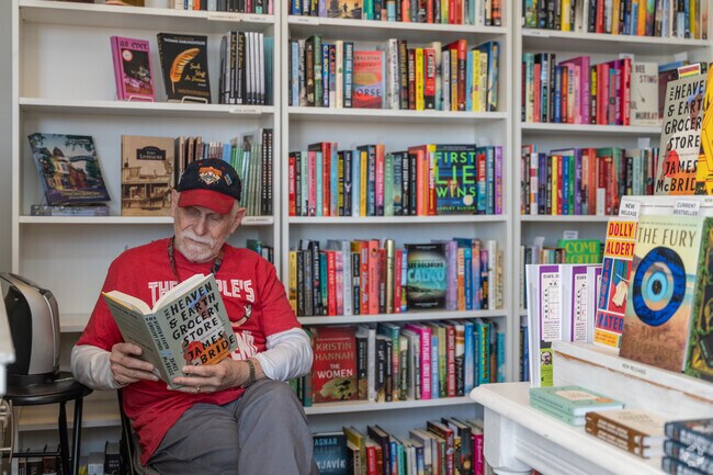 Browse through a currated bookstore collection near the Bankhead Theater.