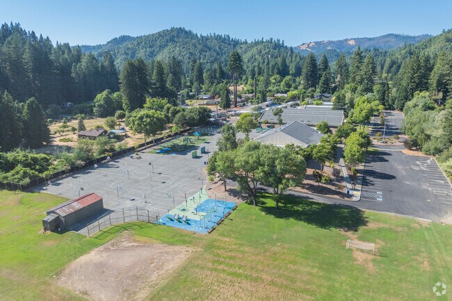 Guerneville Elementary School has a large field and blacktop for sporting activities.