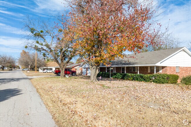 The fall in Blanchard is a beautiful time to enjoy the changing leaves on the tall oaks.
