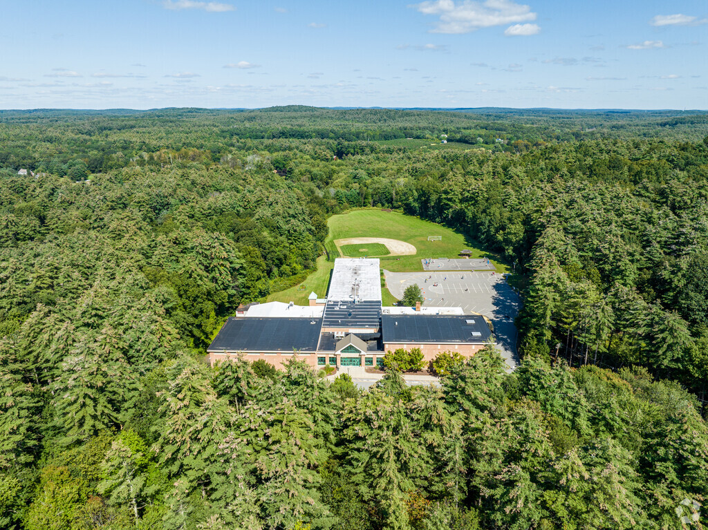 Hale Middle School is located in a heavily wooded area of Stow, MA.