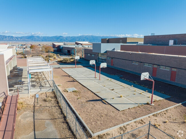 Valencia High School basketball courts in Las Maravillas, NM.