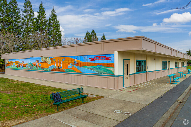 Beautiful mural pops off wall at Ridgeview Elementary School.