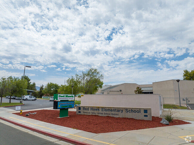 School entrance sign at Red Hawk Elementary.