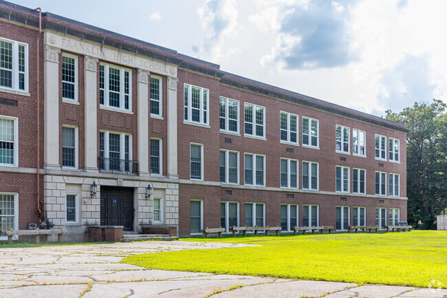The main building at Franklin High School in Franklin, NH.