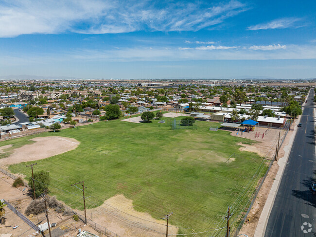 C.J. Jorgensen School offers a baseball and soccer field for students.