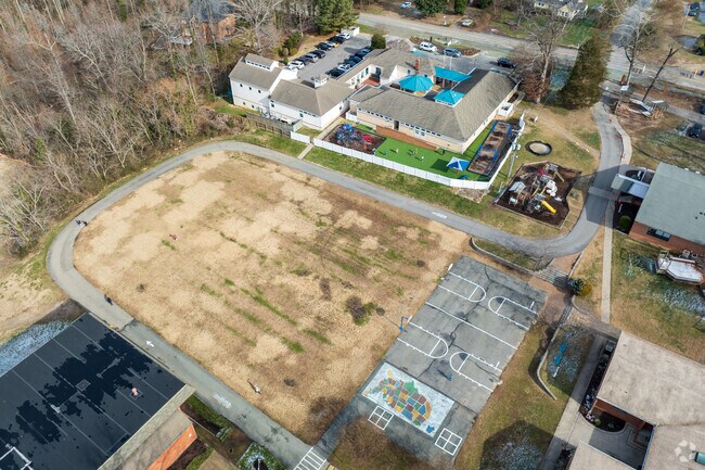 An aerial view of Riverside School.