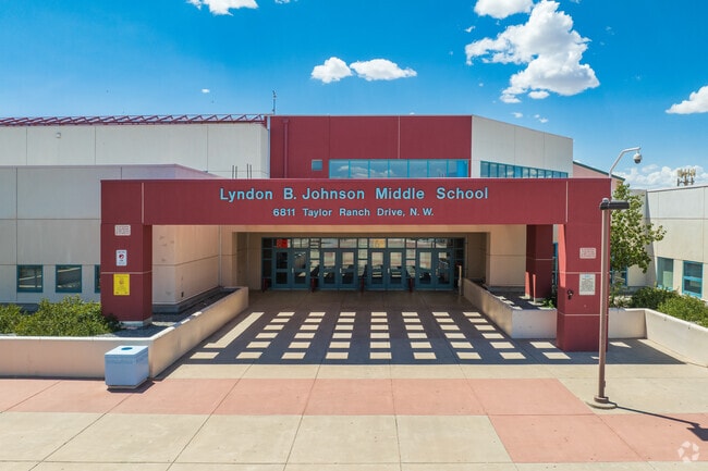 The entrance to L.B. Johnson Middle School.